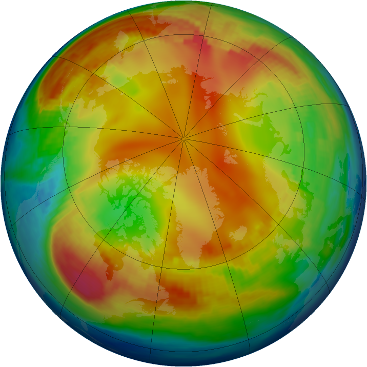 Arctic ozone map for 19 January 1985